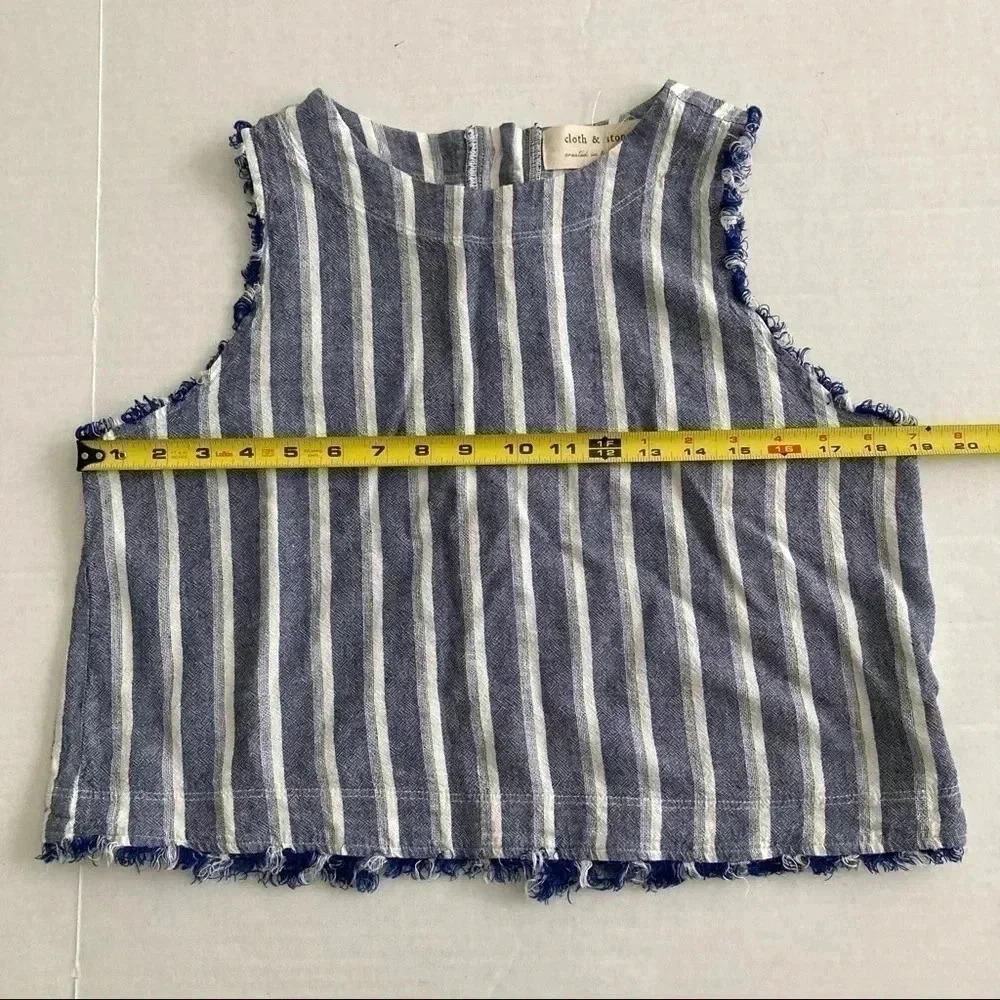 CLOTH & STONE Button Back Frayed Stripe Tank Medium - Picture 8 of 8